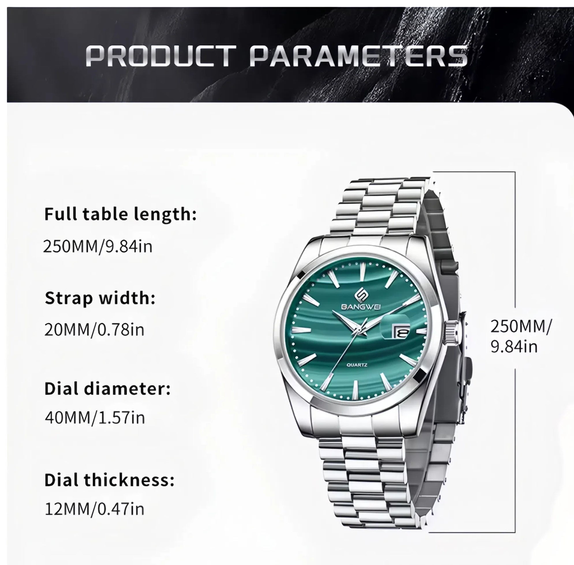 Bangwei Luxury Women’s Waterproof Quartz Watch – Luminous Stainless Steel